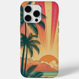 Coque Case-Mate iPhone Coucher de soleil rétro/tropical vintage/hawaïen