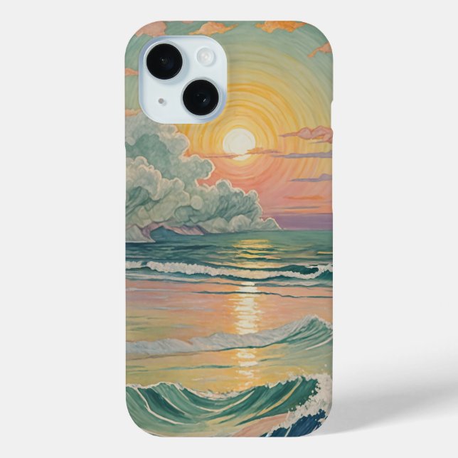 Coques Case-Mate iPhone Coucher de soleil serein sur les vagues (Verso)