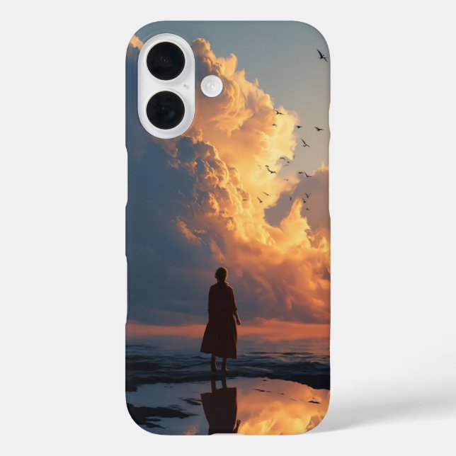 Coques Case-Mate iPhone Coucher de soleil Solitude : Femme en robe rouge (Verso)