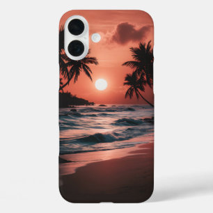 Coque Pour iPhone 16 Plus coucher de soleil sur la plage côtière