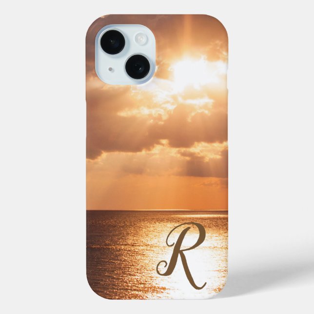Coques Case-Mate iPhone Coucher de soleil sur le golfe du Mexique Monogram (Verso)