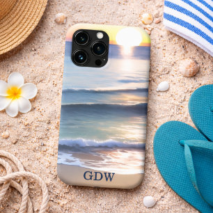 Case-Mate iPhone Case Coucher de soleil sur le monogramme de plage