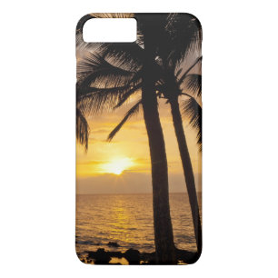 Coque iPhone 7 Plus Coucher de soleil sur les palmiers