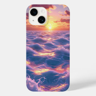 Coque Case-Mate iPhone Coucher de soleil sur l'océan avec des vagues réfl