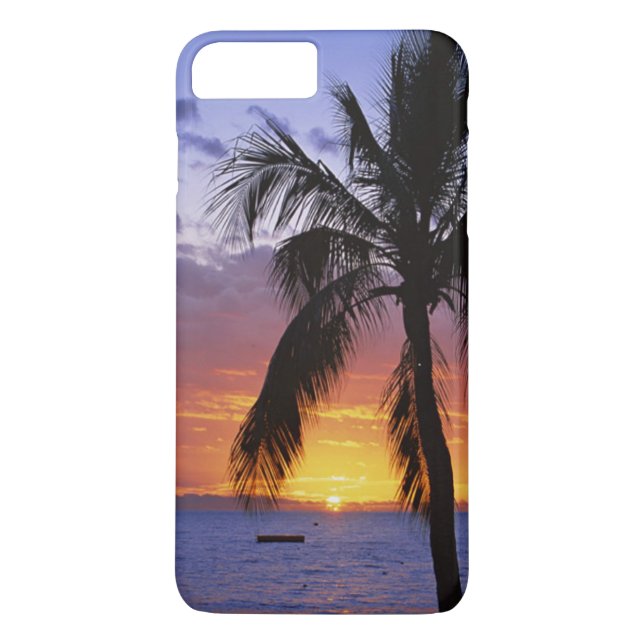 Coques Case-Mate iPhone Coucher de soleil tropical avec palmier (Dos)