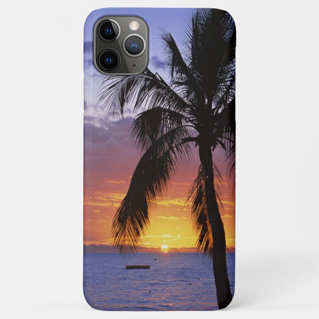 Coques Case-Mate iPhone Coucher de soleil tropical avec palmier (Dos)