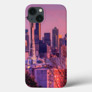 Coques Pour iPhone Coucher du soleil derrière l'horizon de Seattle du