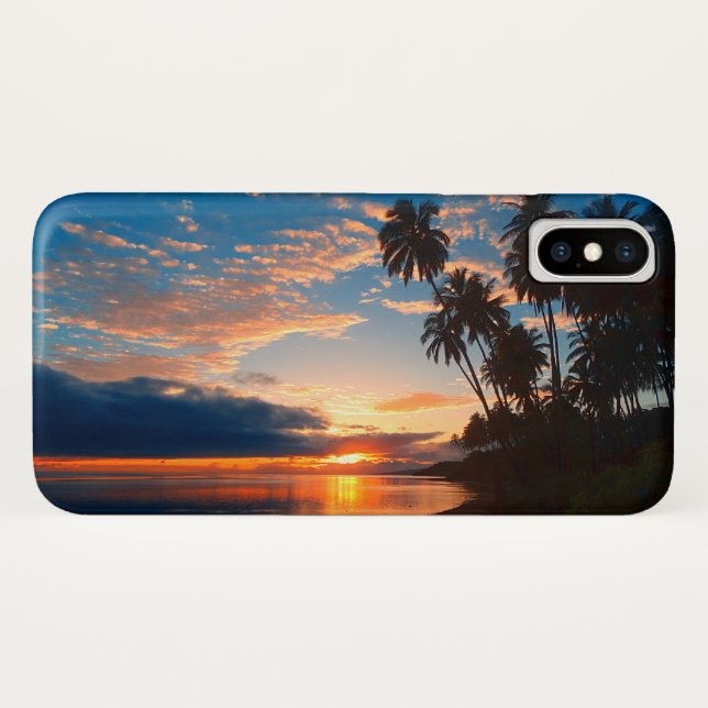 Coques Case-Mate iPhone Coucher du soleil tropical d'île hawaïenne (Dos (Horizontal))