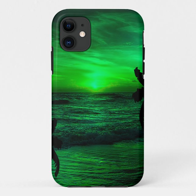COQUES Case-Mate iPhone COUCHERS DE SOLEIL VERTS PAYSAGE OCÉANIQUE   (Dos)