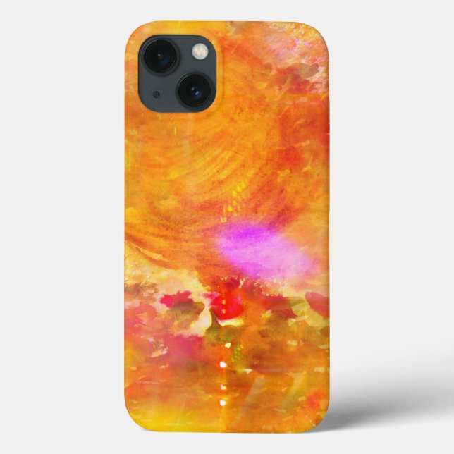 Coques Case-Mate iPhone couleur art sans soudure arrière - plan jaune, ora (Verso)