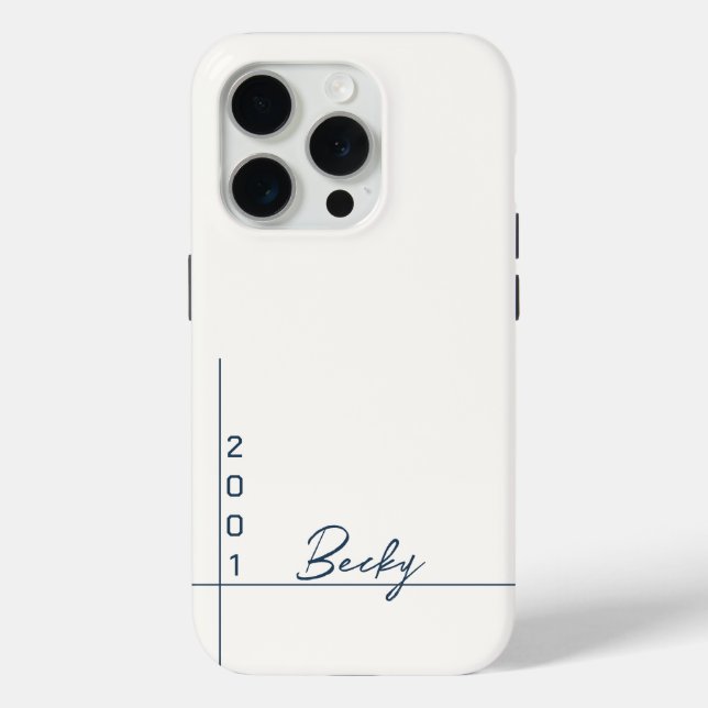Coques Case-Mate iPhone Couleur blanche couleur bleue Nom et année (Verso)