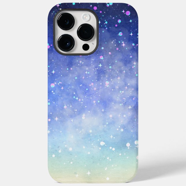 Coques Case-Mate iPhone Couleur Bleue Moderne Aquarelle Art Starry Nuit (Verso)