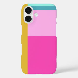 Coque Pour iPhone 16 Couleur bloc Art géométrique Formes turquoise bril