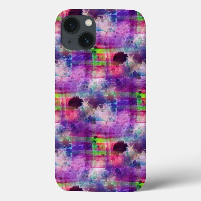Coques Case-Mate iPhone Couleur d'aquarelle verte et violette (Verso)