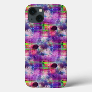 iPhone 13 Coque Couleur d'aquarelle verte et violette