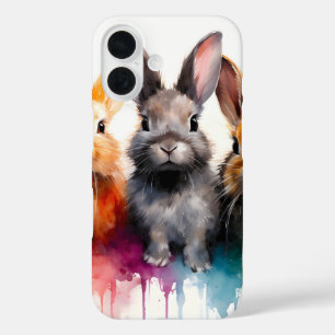 Coque Pour iPhone 16 Couleur d'eau Bunny Trio
