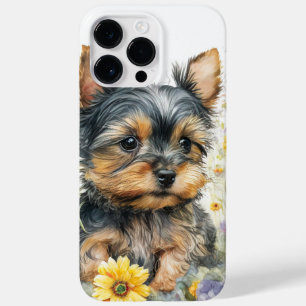 COQUE Case-Mate iPhone COULEUR D'EAU CUTE YORKSHIRE TERRIER PUPPY FLEURS