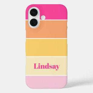 Coque Pour iPhone 16 Couleur d'été personnalisée couleur rose Bandes