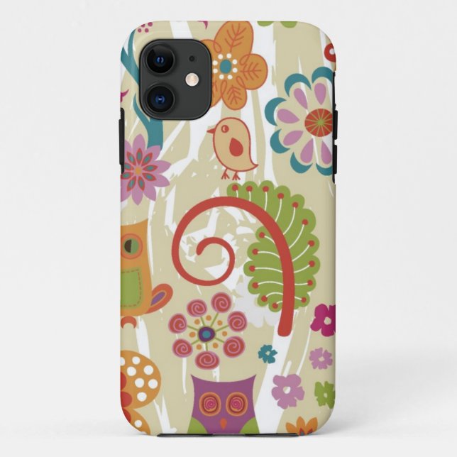 Coques Case-Mate iPhone Couleur florale et hibou (Dos)