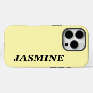 COQUE iPhone 16 PRO COULEUR JAUNE UNIE NOM PERSONNALISÉ MODERNE ÉLÉGAN