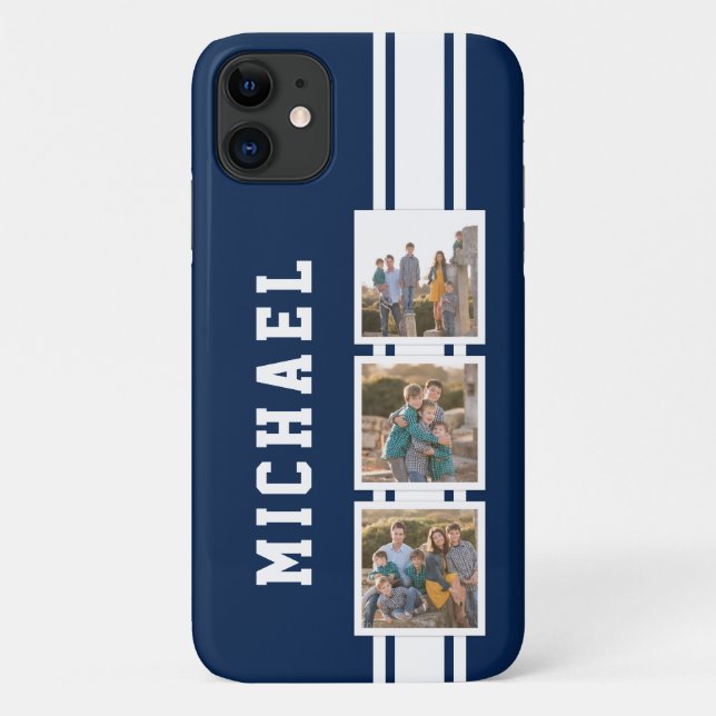 Coques Case-Mate iPhone Couleur modifiable Varsity White Stripes Photo (Dos)