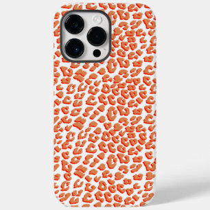 Coque Case-Mate iPhone Couleur orange et Empreinte de léopard blanc
