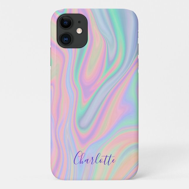 Coques Case-Mate iPhone Couleur Pastel Abstraite Liquide Iridescente. Ajou (Dos)