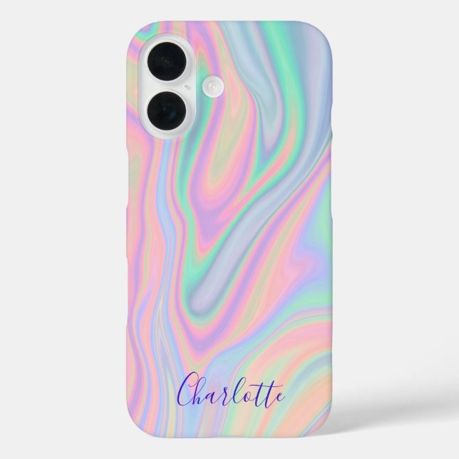 Coques Case-Mate iPhone Couleur pastel iridescent liquide abstrait. Ajoute (Verso)
