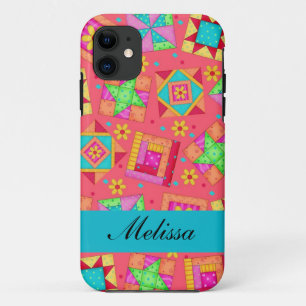 Coques Pour iPhone Couleur rouge Patchwork Quilots Personnalisés