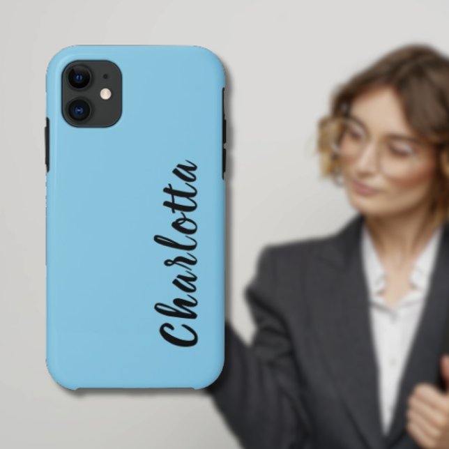Coques Case-Mate iPhone Couleur solide bleu ciel néon | Personnaliser (Créateur téléchargé)