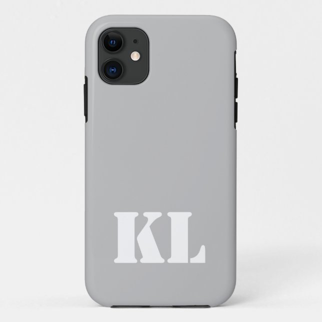 Coques Case-Mate iPhone Couleur solide métallique argenté | Monogramme min (Dos)