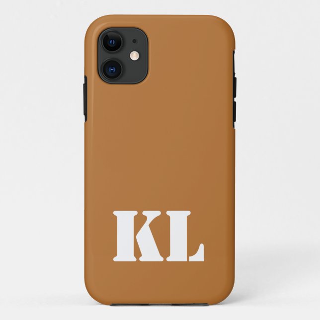 Coques Case-Mate iPhone Couleur solide métallique cuivre | Monogramme mini (Dos)