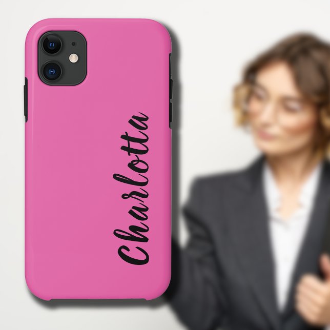 Coques Case-Mate iPhone Couleur solide rose chaud néon | Personnaliser (Créateur téléchargé)