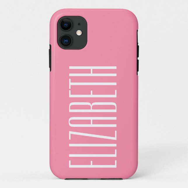 Coques Case-Mate iPhone Couleur solide rose Flamant rose | Nom minimal (Dos)