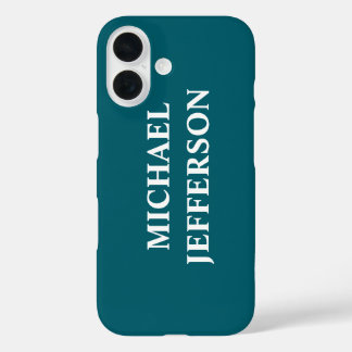 Coque Pour iPhone 16 Couleur Turquoise foncé clair Nom personnalisé per