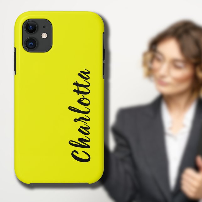 Coques Case-Mate iPhone Couleur uni jaune néon | Personnaliser (Créateur téléchargé)