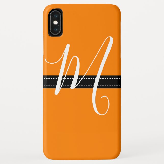 Coques Case-Mate iPhone Couleur Uni Orange Élégant Monogramme (Dos)