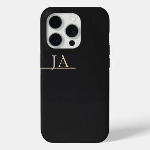 Coque Case-Mate iPhone Couleur unie noir de nuit Abricot beige Initiales