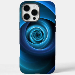 Coque iPhone 16 Pro Max Couleurs bleu spirale 3D Art Abstrait fractal mode