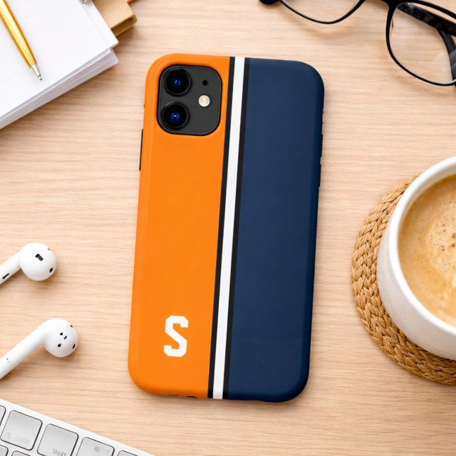 Coques Case-Mate iPhone Couleurs de collège orange et bleu marine  (Créateur téléchargé)