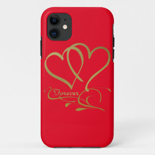Coque Case-Mate iPhone Couleurs de fond modifiables Forever Hearts Gold