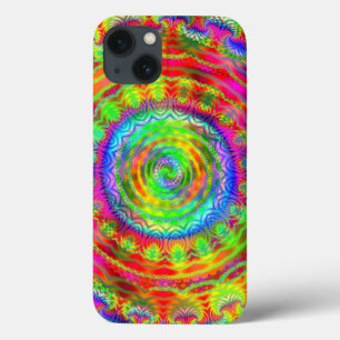 Etui iPhone 13 Couleurs de l'arc-en-ciel Tie-dye Target Fractale