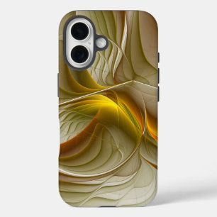 Coque Pour iPhone 16 Couleurs de métaux précieux, art fractal abstrait