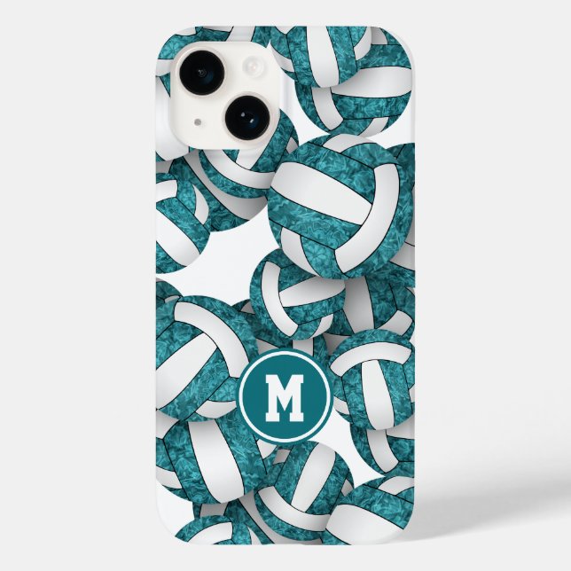 Coques Case-Mate iPhone Couleurs d'équipe blanche turquoises à motifs voll (Verso)