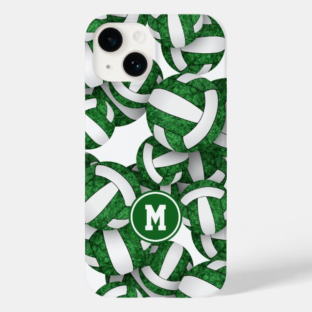Coques Case-Mate iPhone Couleurs d'équipe blanche verte girly volleyballs (Verso)