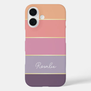 Coque Pour iPhone 16 Couleurs d'été personnalisées Bandes de blocs de c