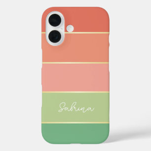 Coque Pour iPhone 16 Couleurs d'été personnalisées Bandes de blocs de c