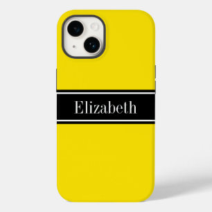 Coque Case-Mate iPhone Couleurs DIY Jaune, Ruban Noir Nom Monogramme S