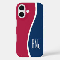 Couleurs DIY Monogramme Courbe Moderne Rouge Blanc