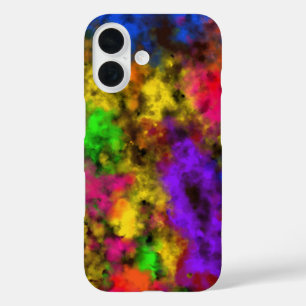 Coque Pour iPhone 16 Couleurs Néon Acrylique Tache Éclaboussure Abstrai